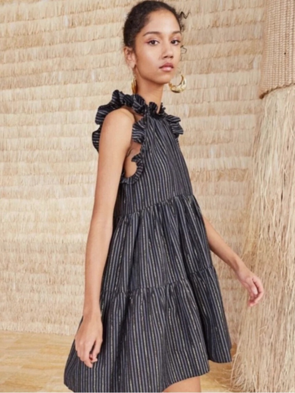 Ulla Johnson Tasmin Ruffle Dress in Midnight (Size 2)